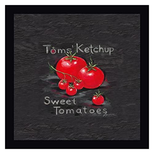Canvas Art USA Toms Ketchup by Claudia Ancilotti - 30\" x 30\" Framed Canvas Art Print - Black Frame - Ready to Hang