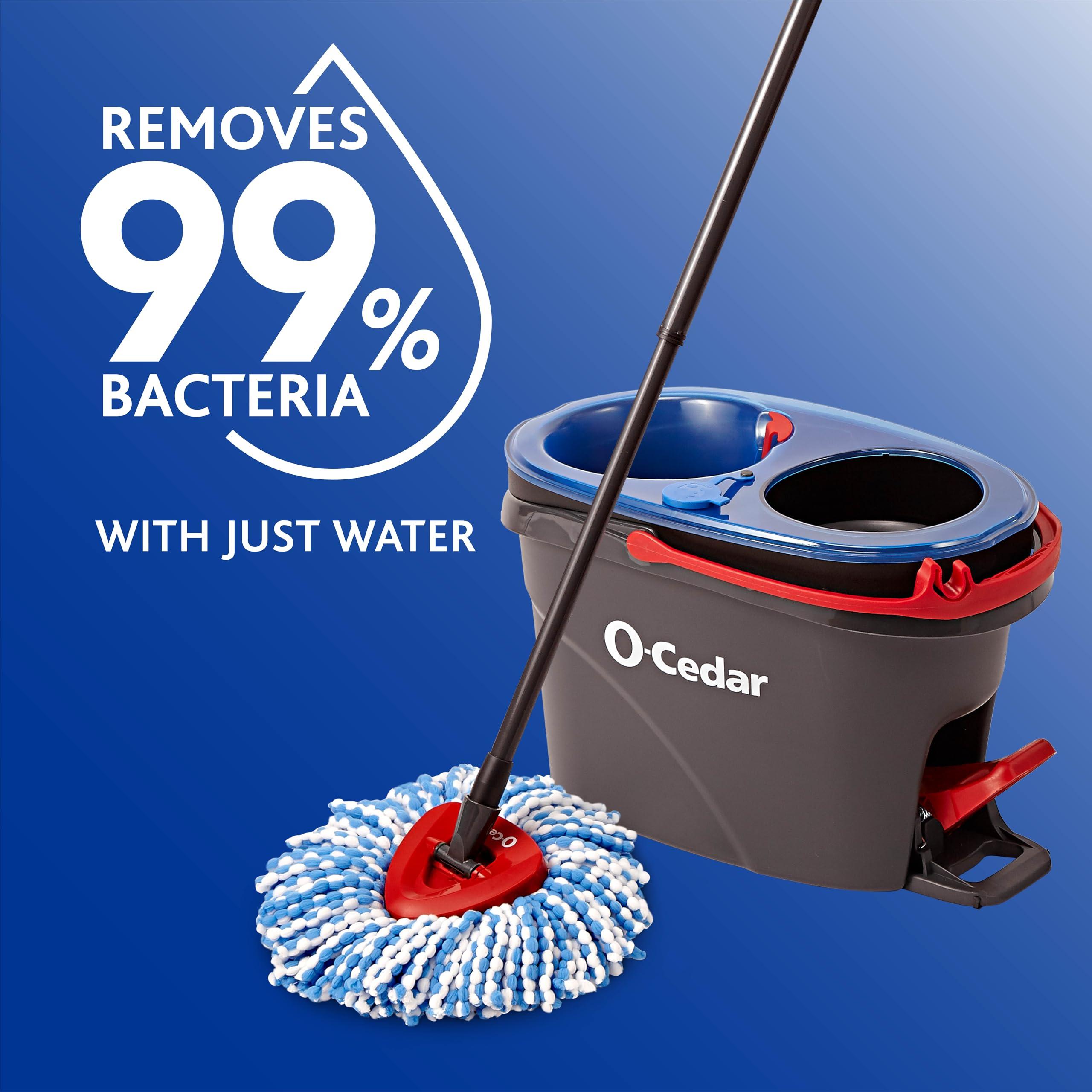 O-Cedar O-Cedar EasyWring RinseClean Microfiber Spin Mop & Bucket Floor Cleaning System with 3 Extra Refills, Plastic, Grey