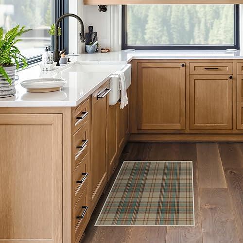 RUGGABLE Ruggable Washable 2x3 Area Rug, Plaid, Premium Winter Rugs for Living Room, Bedroom, Kitchen, Office, Classroom with Gripper Non Slip Pad, Dress Stewart Tartan Khaki