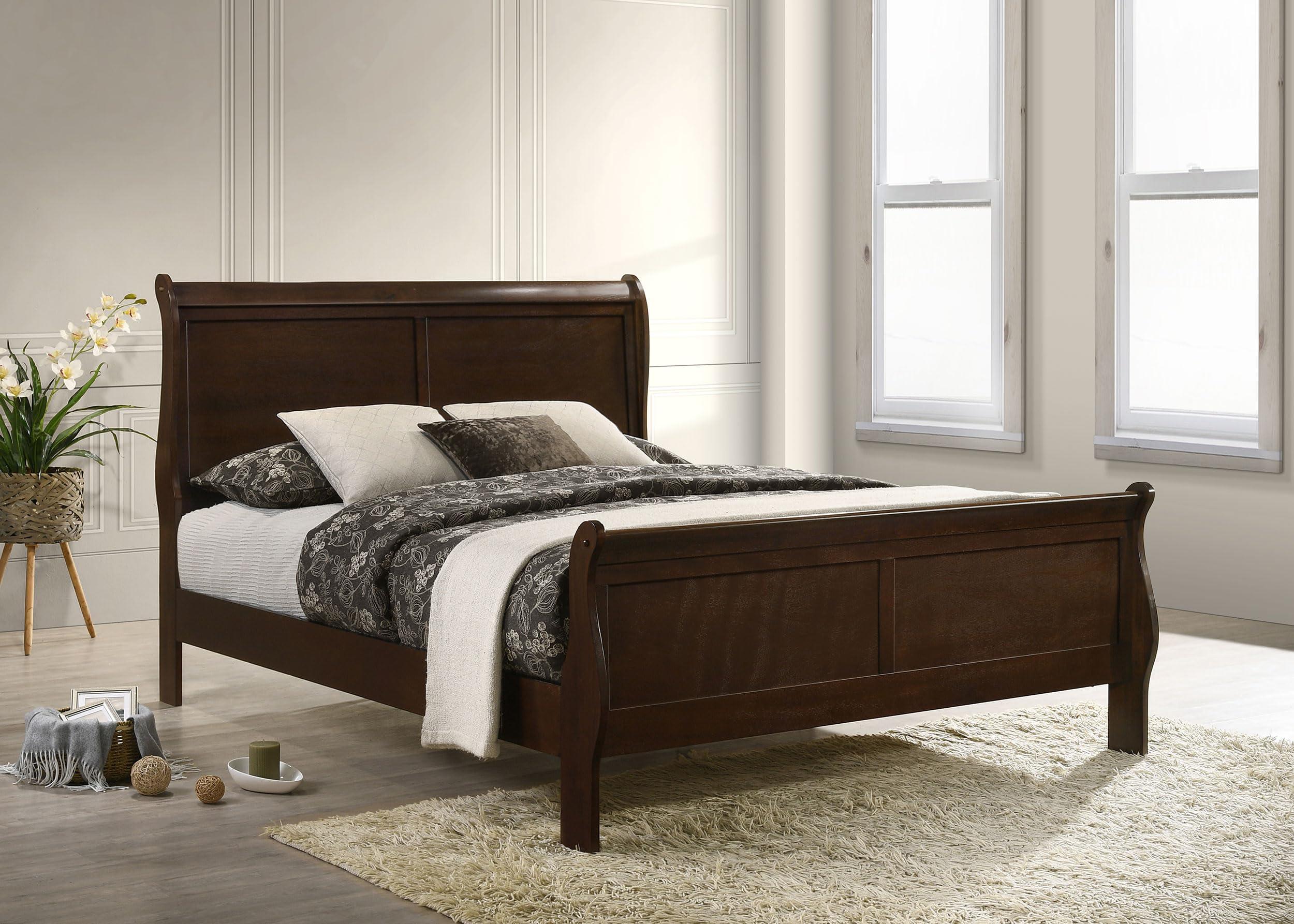 Coaster Home Furnishings Coaster Home Furnishings Louis Philippe Traditional Bedroom Wooden Full Size Sleigh Bed Frame 47-Inch Panel Headboard Cappuccino Brown 202411F