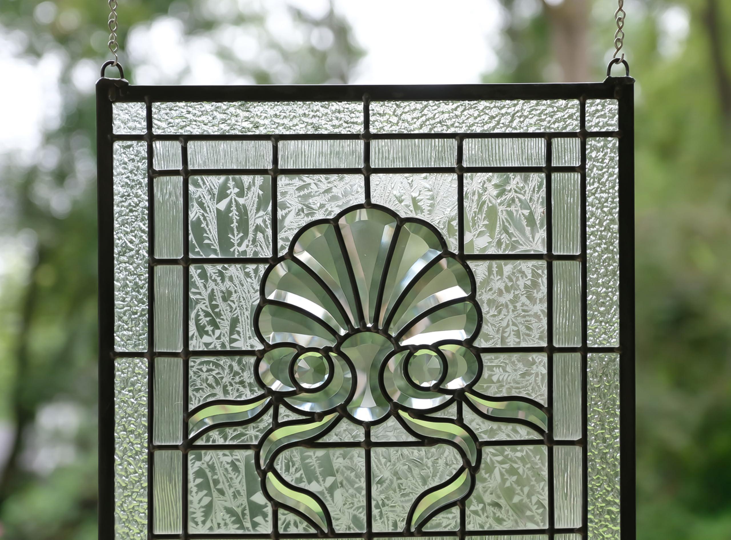 TMI ART PANEL 16\" x 16\" All Clear Hanging Stained Glass Beveled Window Panel