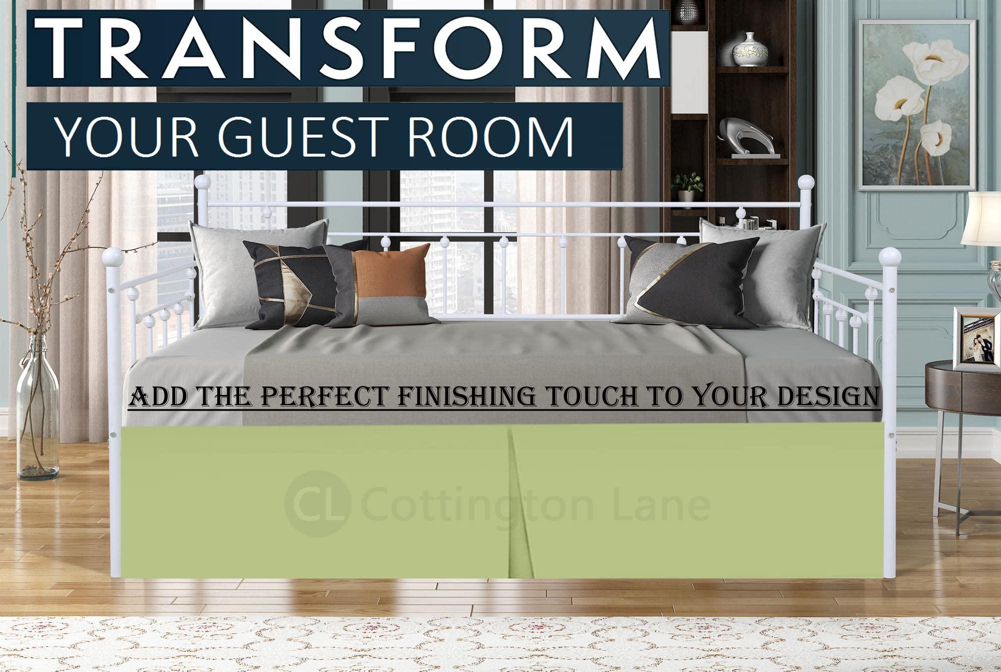 Cottington Lane Pleated Bed Skirt with Split Corners for Daybeds - Three Side Coverage - Made with Brushed Microfiber - Navy Blue Daybed Dust Ruffle Split Corners - Full 21 Inches Drop Daybed Skirt(Full/21\" Drop)