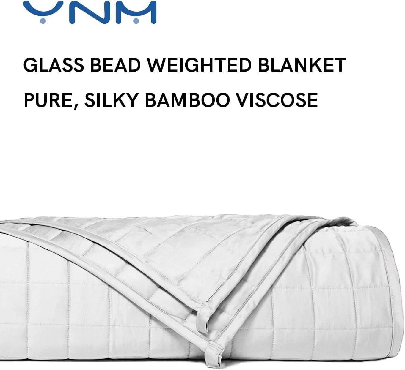 YnM YnM Exclusive Cooling Weighted Blanket,Smallest Compartments, Bed Blanket for One Person of 140lbs, Ideal for Queen/King Bed (60x80 Inches, 15 Pounds, Light Grey)