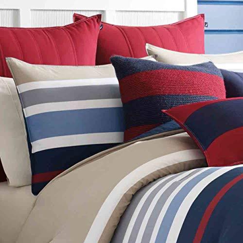 Nautica Nautica - Queen Comforter Set, Cotton Reversible Bedding with Matching Shams, Stylish Home Decor (Bradford Navy/Kahki, Queen)