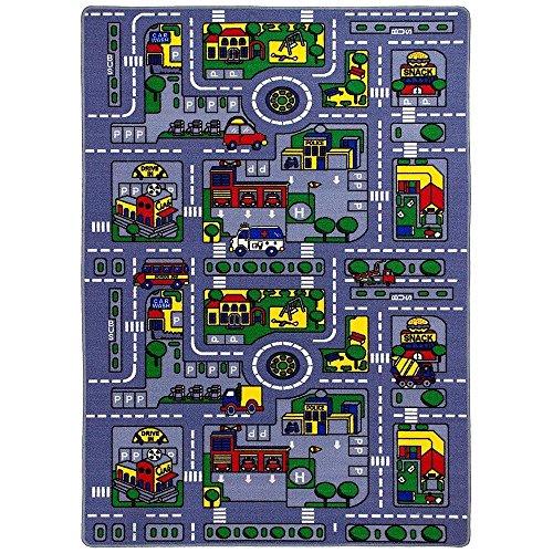 Champion Rugs Champion Rugs Kids / Baby Room / Daycare / Classroom / Playroom Area Rug City Roads Map Train Tracks Cars Play Mat Fun Educational Non-Slip Gel Back (8 Feet X 10 Feet)