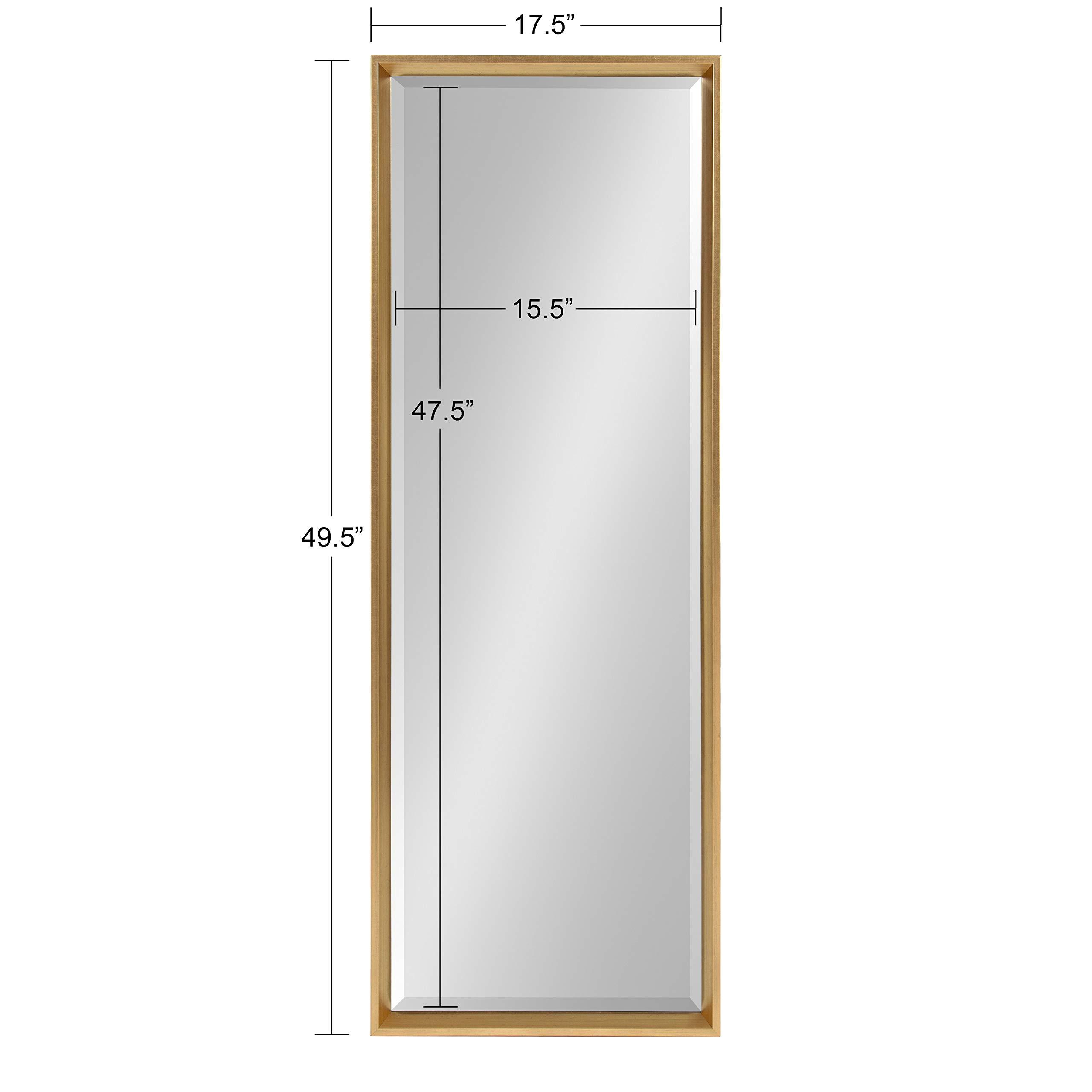 Kate and Laurel Kate and Laurel Calter Modern Framed Full Length Beveled Wall Mirror, 17.5x49.5 Gold