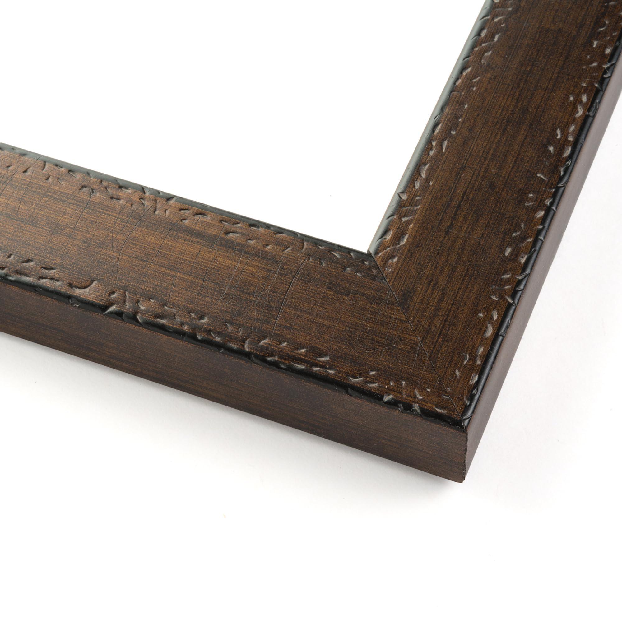 CustomPictureFrames.com 16x9 Frame Gold Brown Solid Wood Picture Frame Width 1.25 Inches | Interior Frame Depth 0.5 Inches | Complete with UV Acrylic, Foam Board Backing & Hanging Hardware