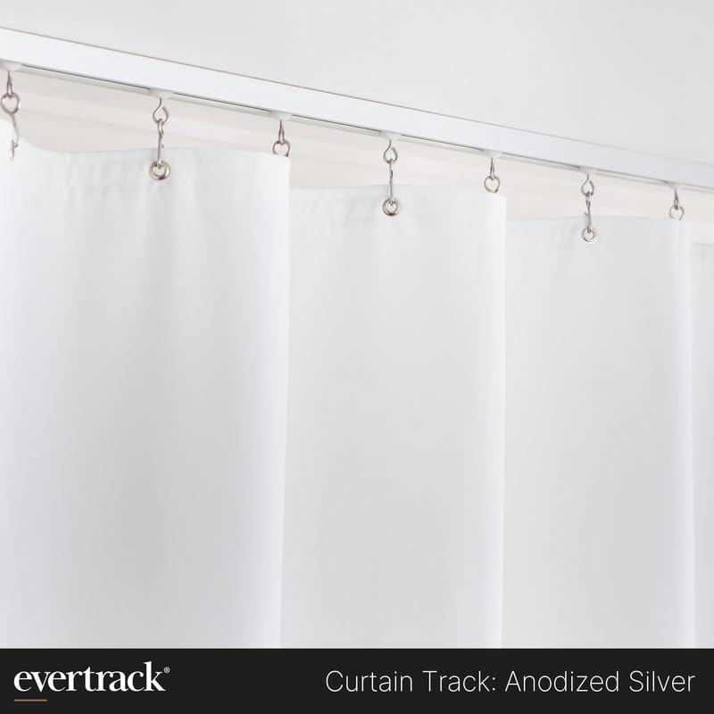 EverTrack EverTrack Curtain Track - Ceiling Mounted Curtain Rail for Curtains, Drapes, and Room Dividers - USA Made - Small (8 Feet), Anodized Silver