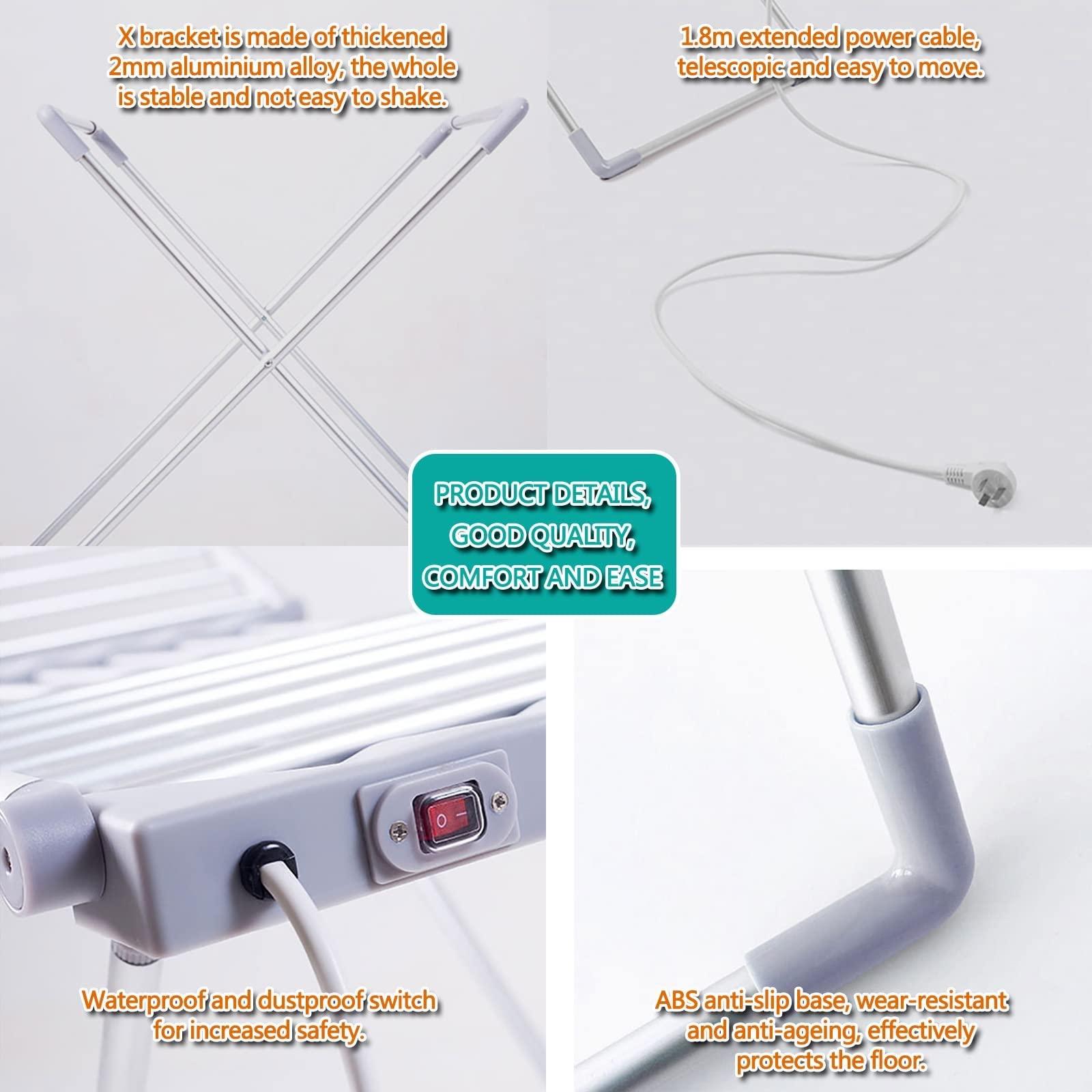 RLN STORE 230W Electric Heated Clothes Airer Dryer, 18 Bars Winged Electric Heated Clothes Drying Rack,45-55 Constant Temperature,Aluminium Alloy,for Bathroom Laundry Room