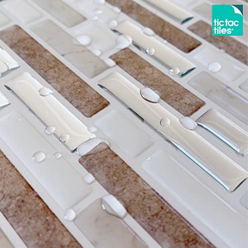 Tic Tac Tiles Tic Tac Tiles Peel and Stick Self Adhesive Removable Stick On Kitchen Backsplash Bathroom 3D Wall Tiles in Como Pebble (10 Sheets)