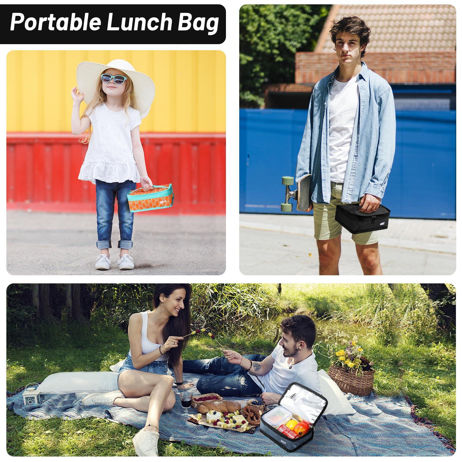 MIER MIER Portable Thermal Insulated Cooler Bag Mini Lunch Bag for Kids, Black