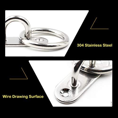 SeeRaphee Ceiling Wall Mount Hook Heavy Duty Anchor with Ring 5mm 3/16\" 304 Stainless Steel Great for Yoga Swings Hammocks/Boat Rigging/Marine Deck Hardware/Suspension Training Straps