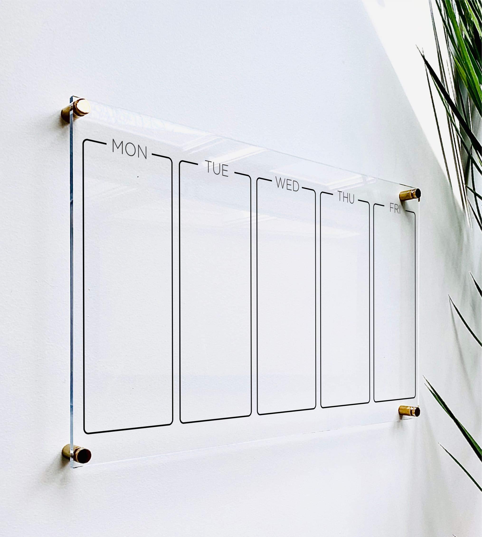 1801andco Large Clear Acrylic HABIT TRACKER for wall | Dry-Erase Message White Board Calendar Wall Mounted Office Home Family Organization Tools Must Haves School Kids Adult Mom Teen Monthly Weekly ADHD Tools