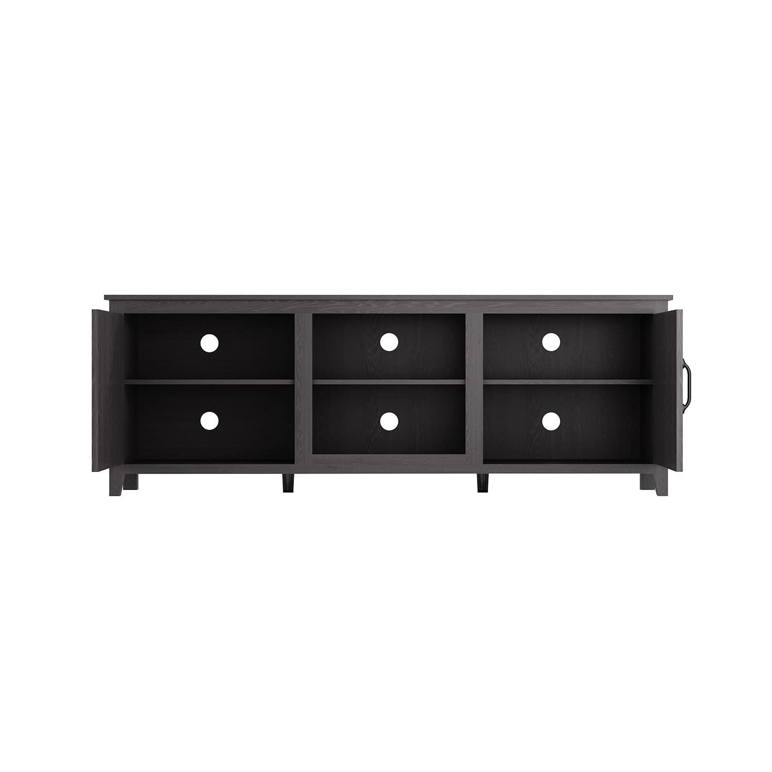 Generic TV Stand Storage Media Console Entertainment Center,Tradition Black,with Doors