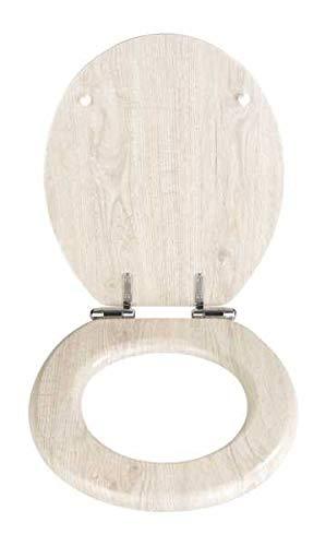 WENKO WENKO Toilet Seat Oak Grey-Soft Closing Mechanism, 37 x 43 x 10 cm