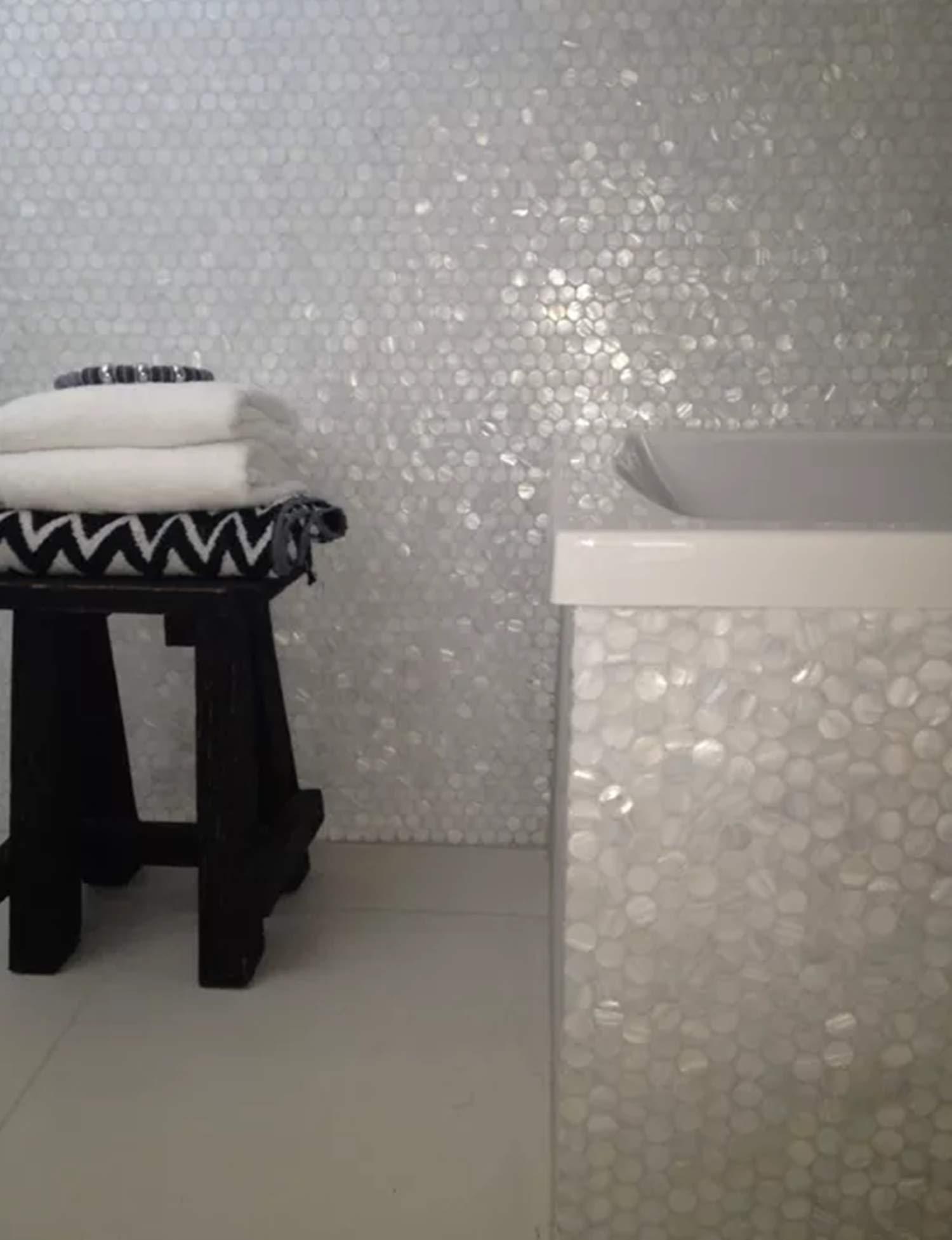 AFSJ AFSJ Genuine White Round Penny Mother of Pearl Mosaic Tile for Bathroom/Spa/Kitchen/Shower Backsplash (6 Sheets)