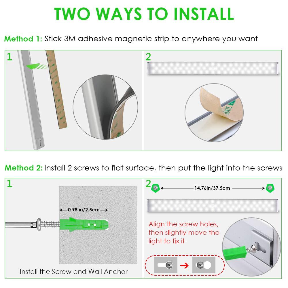 LOFTER LOFTER LED Closet Light , Rechargeable 62-LED Cabinet Lights Wireless Under Cabinet Light for Closet , Cabinet , Wardrobe , Motion Sensor Closet Light with 2 Sensor Mode (ONLY Motion, Motion & Light)