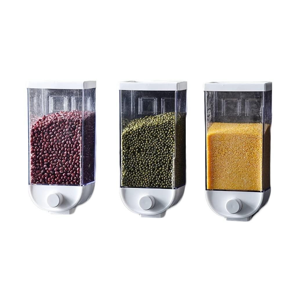 WDBB Storage Containers Dispenser/Wall Mounted Storage Tank Save Space Storage for Home&Kitchen Canisters Set (Color : White)