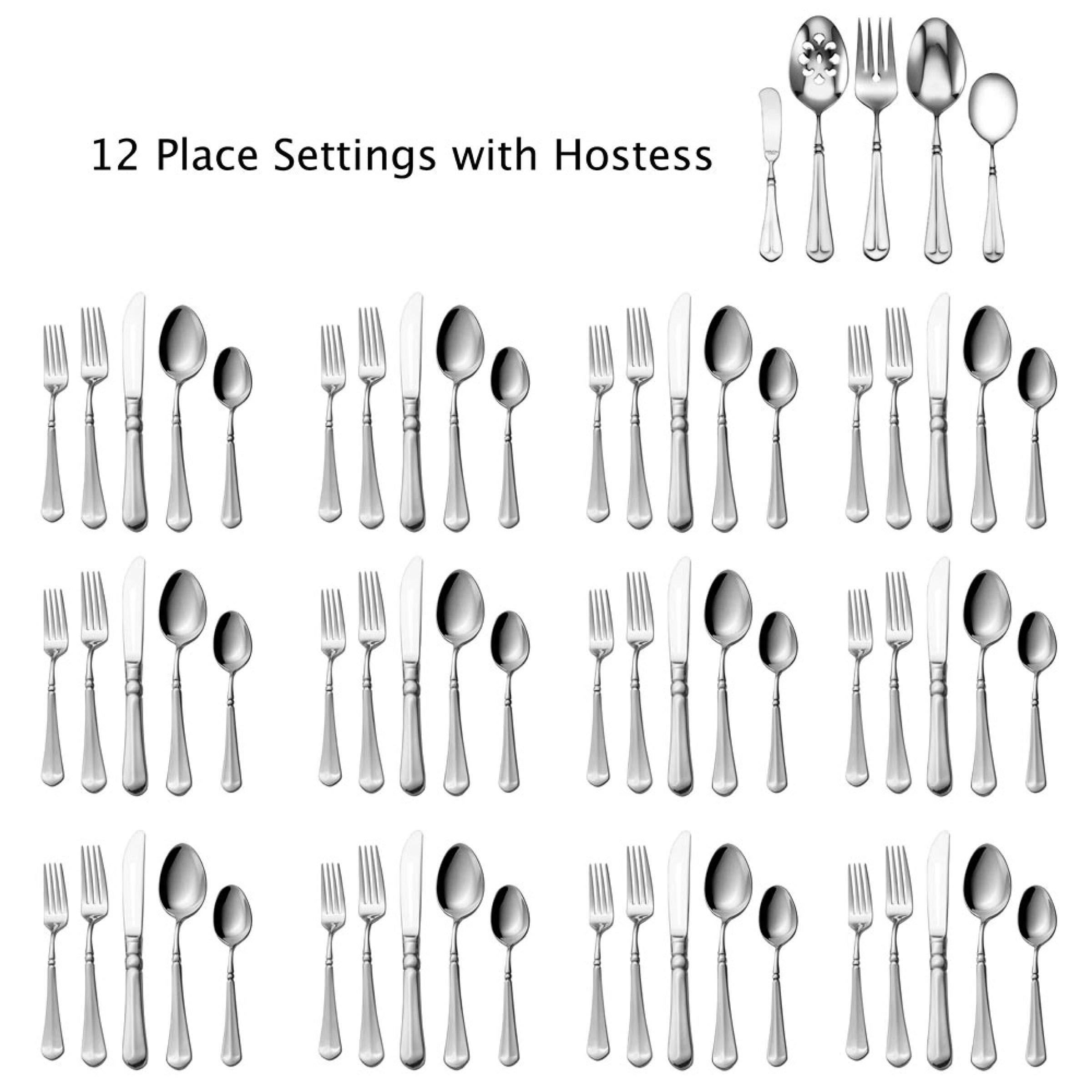Mikasa Mikasa, French Countryside Flatware Service for 12, 65 Piece Set, 18/10 Stainless Steel, Silverware Set with Serving Utensils