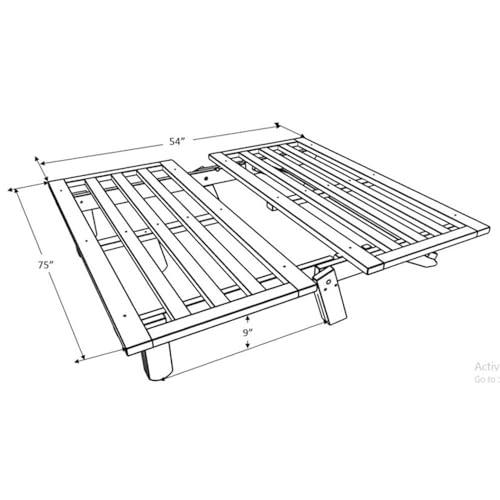 Kodiak Furniture Kodiak Furniture Carson Full Size Futon Frame and Mattress Set - Java Brown Finish Wood Futon Frame with Mattress Included in Linen Aqua Color