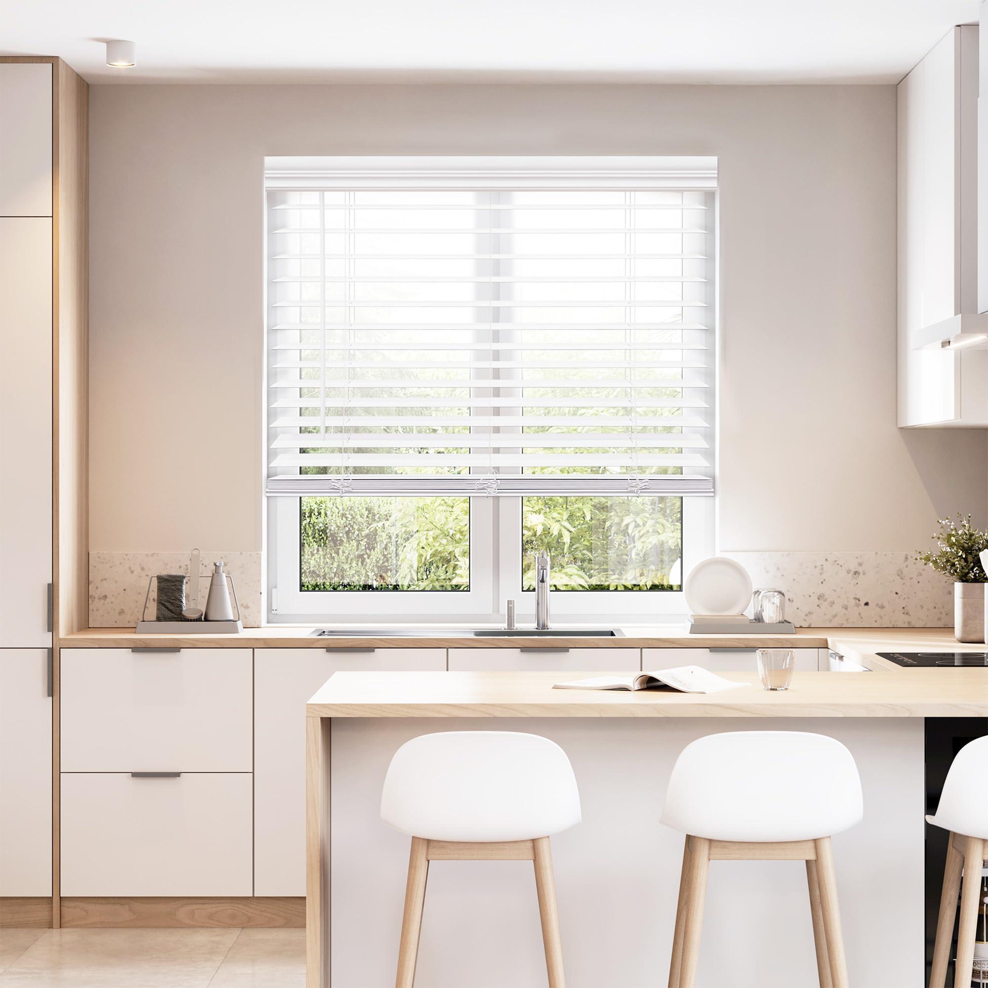 DEZ FURNISHINGS DEZ FURNISHINGS Cordless 2" Faux Wood Blind, 24.5" W x 72" H, White