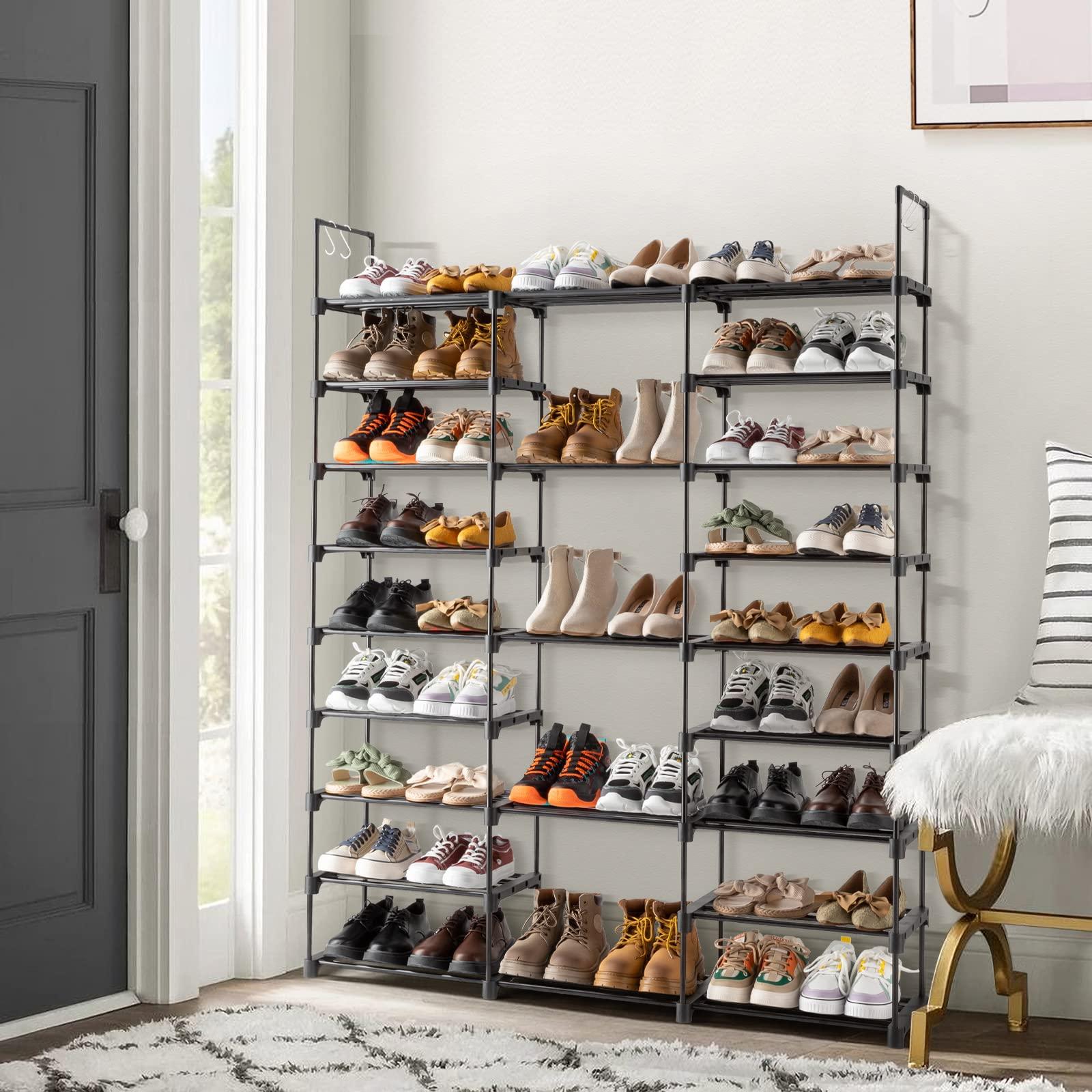 JHshop Shoe Rack Organizer, Shoe Racks for Closets,Shoes Rack, Shoe Stand, Shoe Shelf, 9 Tiers Shoe Rack Storage Organizer Shoe Shelf, Space Saving Shoe Storage Shelf for Entryway, Closet, Hallway, Black