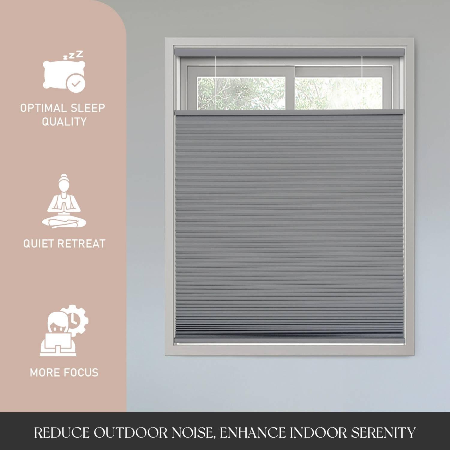 Regal estate 12BOTTLE Cordless 1.5" Blackout Top Down Bottom Up Cellular Shades,52" W x 48" H, Window Blinds for Energy Saving, Gray, Indoor Window Blinds, Shades for Bedroom, Living Room by REGAL ESTATE