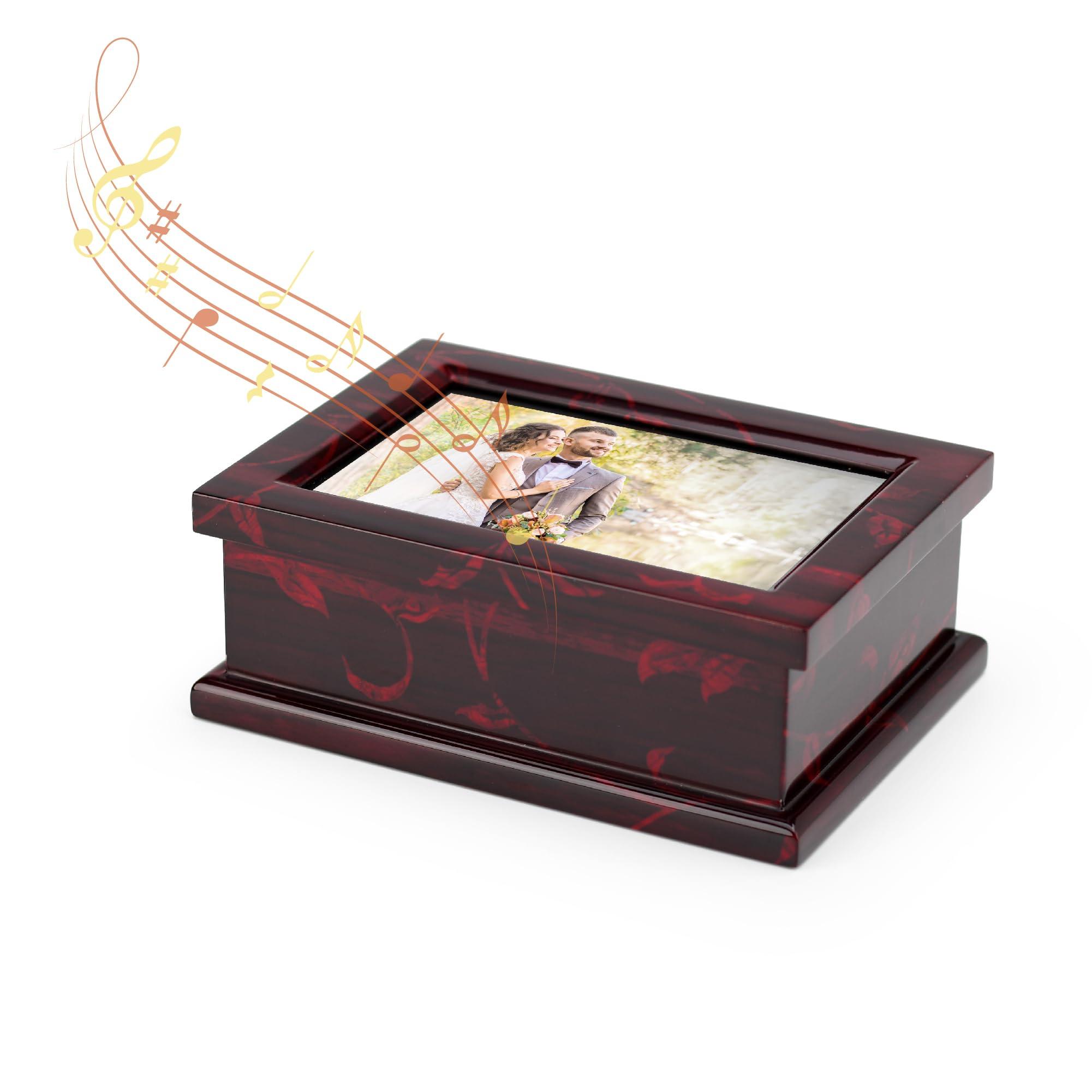 MusicBoxAttic Modern 4 x 6 Photo Frame Musical Jewelry Box with Floral Motifs-Many Songs to Choose-If I Only Had a Brain