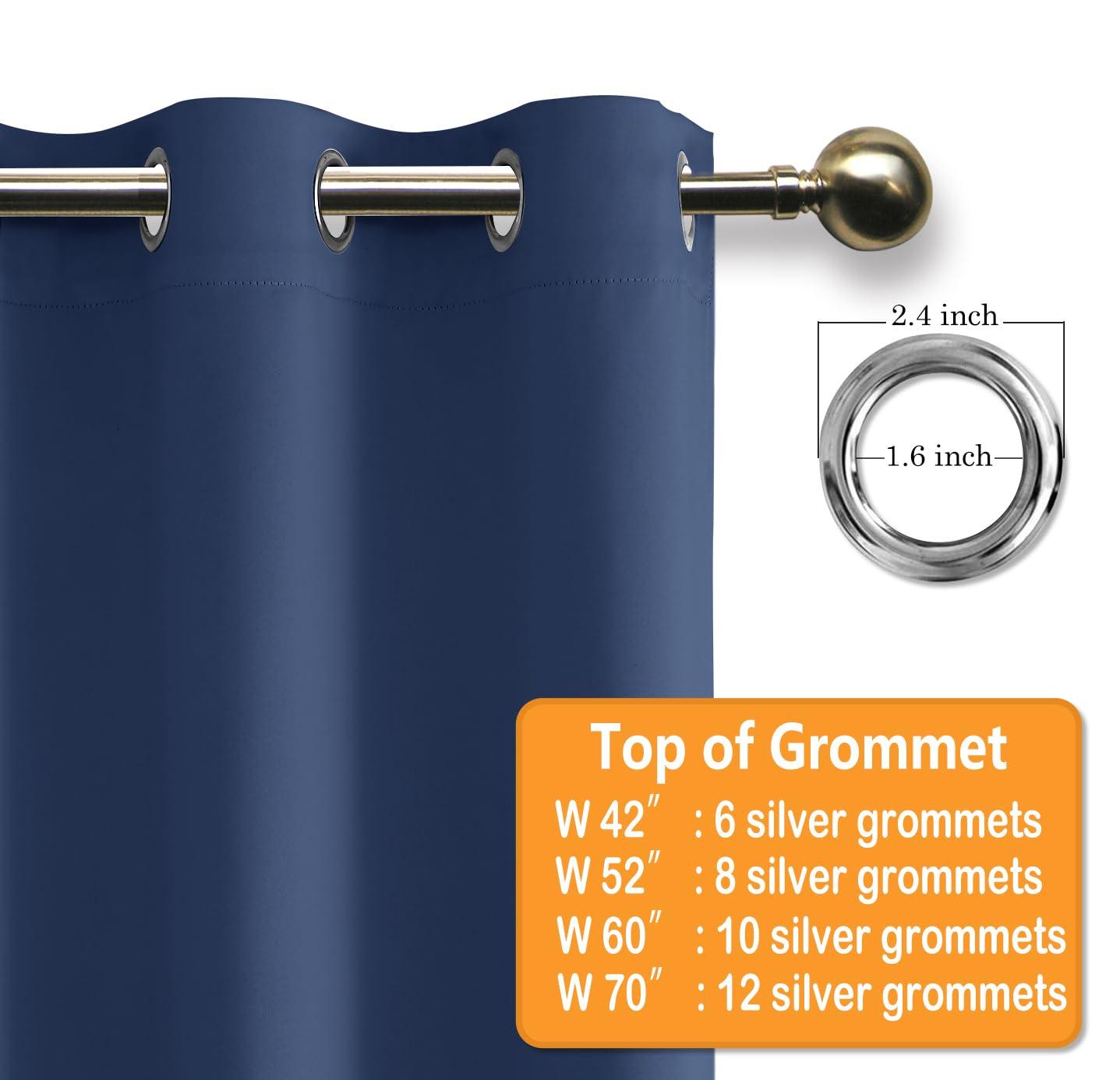 Hiasan Hiasan Short Blackout Curtains for Bedroom - Thermal Insulated & Energy Saving Window Curtains for Living Room, 2 Drape Panels Sewn with Tiebacks, Navy, 38 x 45 Inch