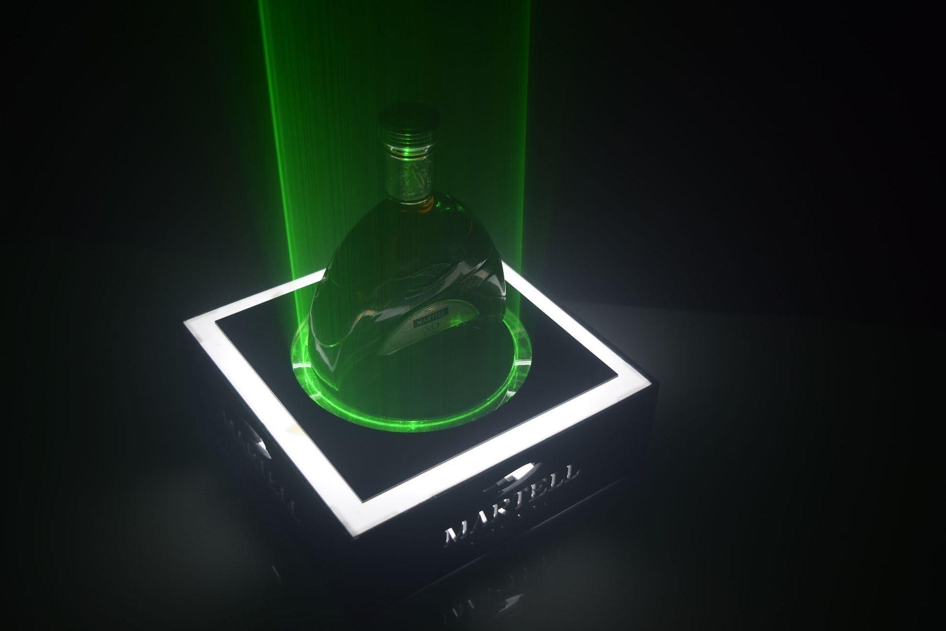 ZHAOXX LED Bottle Display Shelf, Champagne Bottle Presenter, Rechargeable Rotary Wine Bottle Holder with Voice-Activated Light for Night Clubs, VIP Service, Wedding Parties, Bars. (Green)