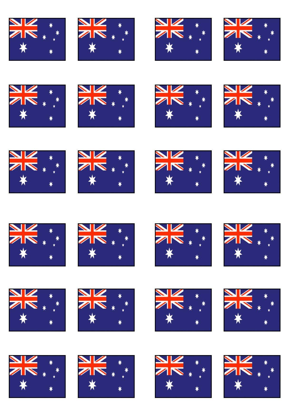 Cian\'s Cupcake Toppers Ltd 24 Australian Flag Cupcake Toppers, Edible Australia Flags, Aussie Theme Party Decorations, Bon Voyage Decorations, Cricket Cupcake Toppers, Tennis Cupcake Topper, Australia Cake Topper, Australia Day