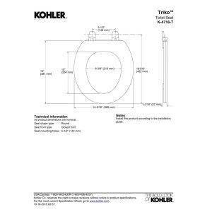 Kohler Kohler K-4716-T-96 Triko Closed-Front Toilet Seat with Plastic Hinges Biscuit