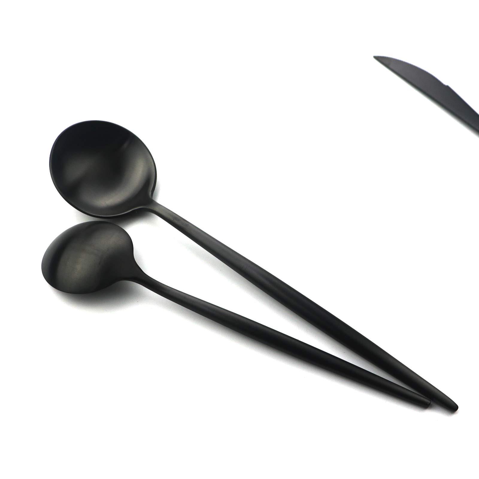 Gugrida Gugrida 20 Pieces Matte Gold Red Handle 18/10 Stainless Steel Silverware Set, Flatware Set Titanium Black Cutlery Set, Utensils Set for Home Restaurant Service Set for 4, Dishwasher Safe (Red Gold)