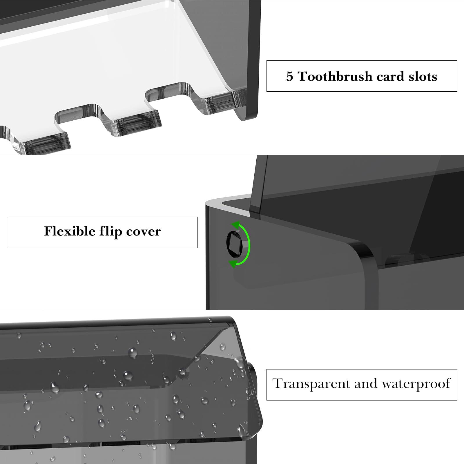 Linkidea Linkidea Wall Mount Electric Toothbrush Holder with Cover for Bathroom, Wallmount 5 Slots Power Tooth Brush Organizer Compatible with Oral-B iO Series, Philips Sonicare Protective Clean (Grey)