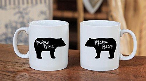 AW Fashions AW Fashions Mama Bear, Papa Bear Couples Mug - Funny Couple Mug - (2) 11OZ Coffee Mug - Funny Mug Set - Mugs For boyfriend and Girlfriend and Husband and wife