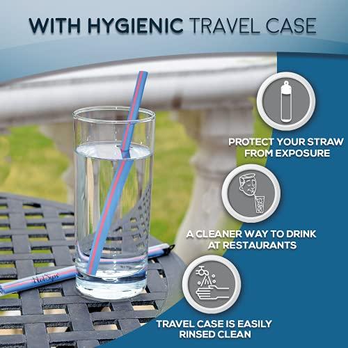 HotSips HotSips Reusable Drinking Straws - Ergonomic Shape Made in the USA - Tumblers & Cups 12-40 oz - Fit for Hot and Cold Beverages, Water, Coffee, Tea - Portable Travel Case - (2 Medium 2 Large)