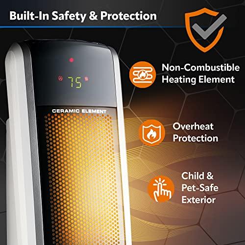 Lasko Lasko Oscillating Digital Ceramic Tower Heater for Large Rooms, with Adjustable Thermostat, Timer and Remote Control, 29 Inches, 1500W, Black, 5586