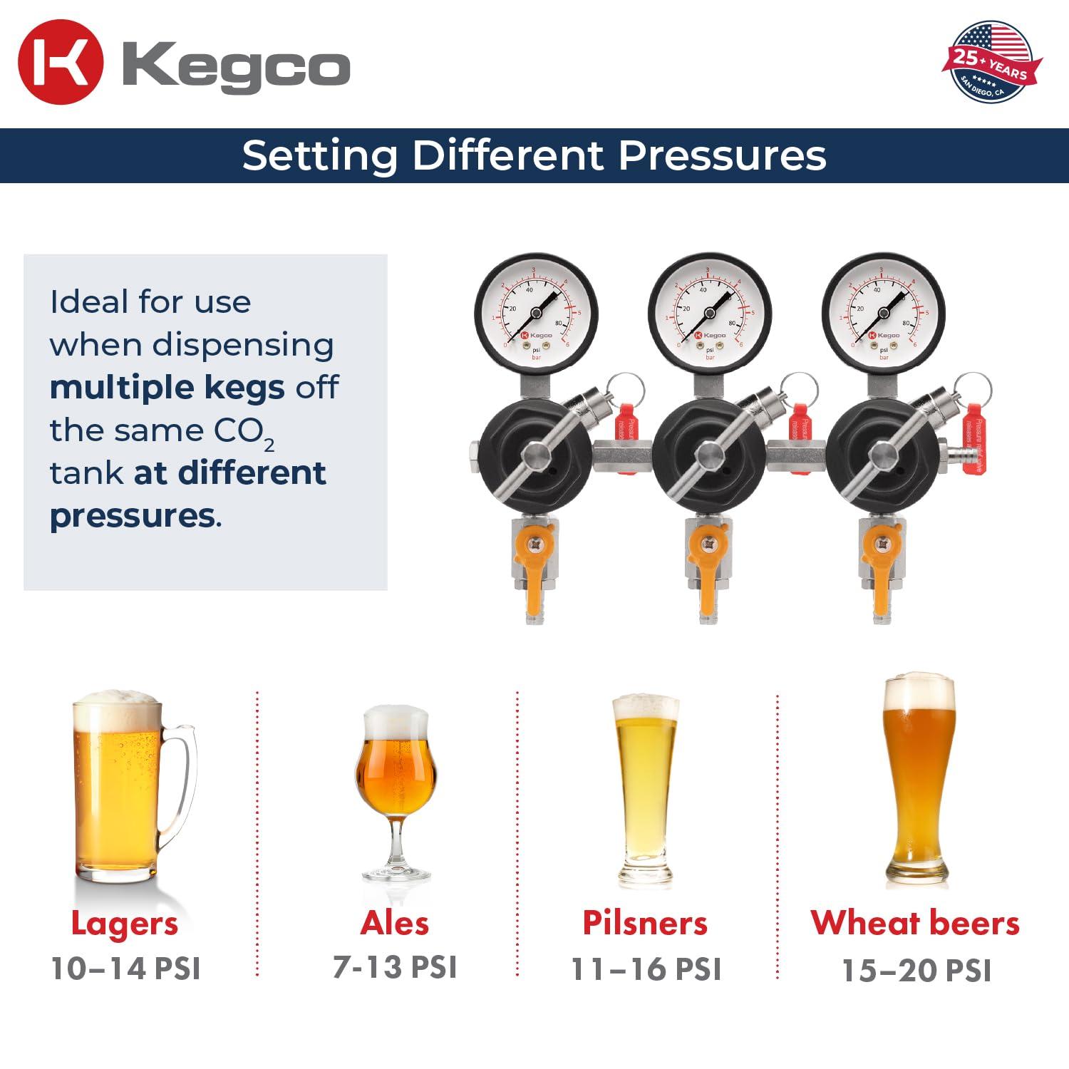 Kegco Kegco Secondary Regulator, Triple Gauge, Chrome