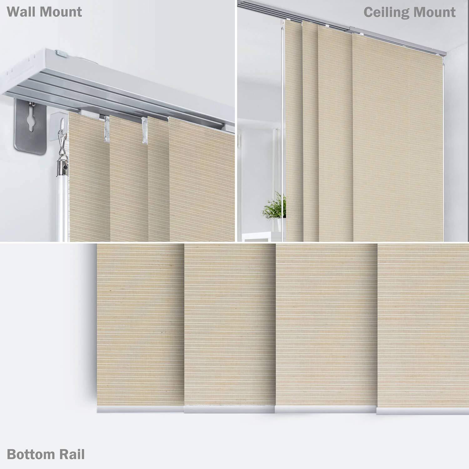 GoDear Design GoDear Design Adjustable Panel Track Blinds, Vertical Blinds, Patio Door Blinds, Winodws Blind, Extendable Track from 45.8" to 86" W, Trimmable Panel Curtains Up to 96", See-Through, Jute Fabric, Yoga