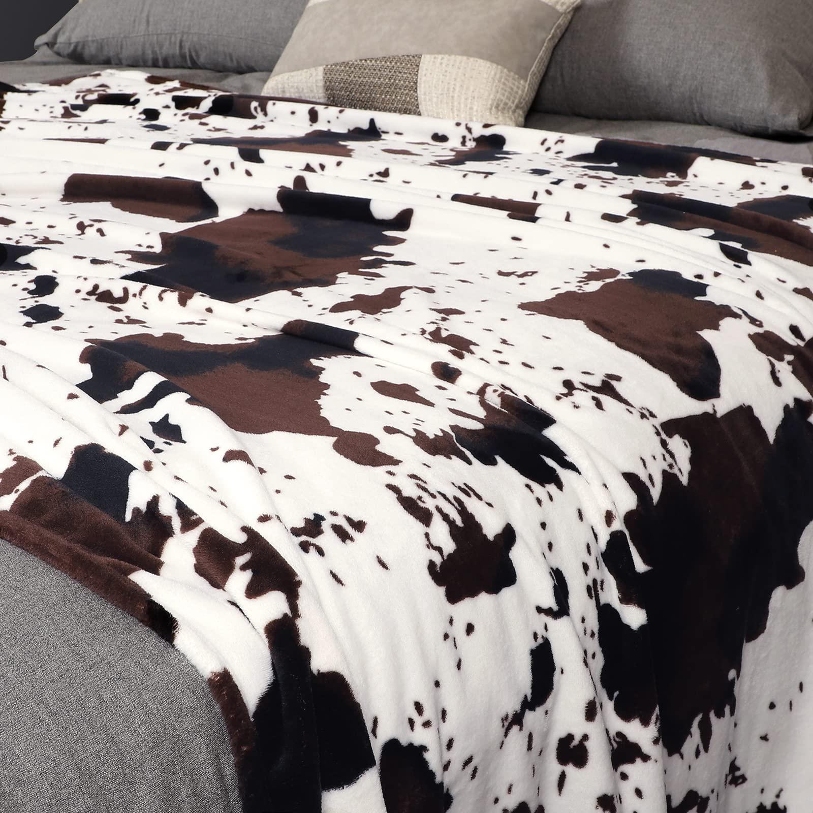 Edenleaf Soft Cow Print Blanket, Ultra Cozy Cow Throw Blanket for Couch Bed and Travel, Cow Decor Throw Blankets for All Seasons 50\"x60\"