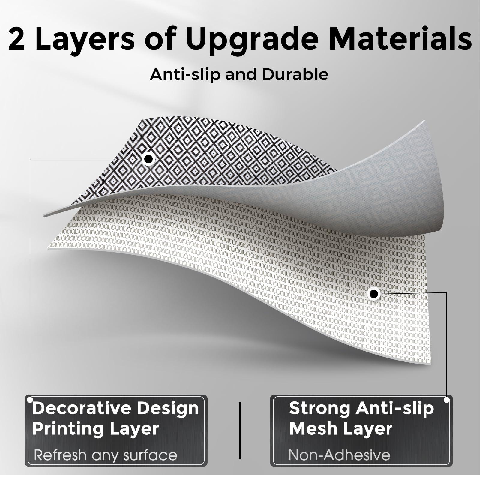 Coavas COAVAS Shelf Liner for Kitchen Cabinets Non Adhesive, Kitchen Drawer Liners Non Slip, Easy to Clean Shelf Paper, Cabinet Liners for Shelves, Dresser, Drawers, Black Rhombic, 12 in X 10 FT