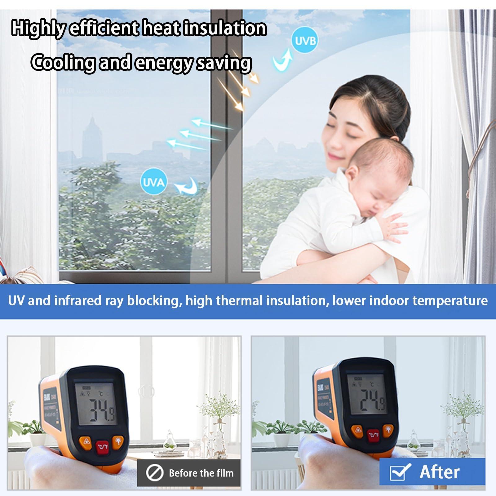 HJXGQJM One-Way Privacy Mirror Reflective Film SilverOne Way Window Film Daytime Privacy Window Tint for Home UV Blocking Mirror Film Heat Control Reflective Glass Film for Home and Office (Color : Silver,