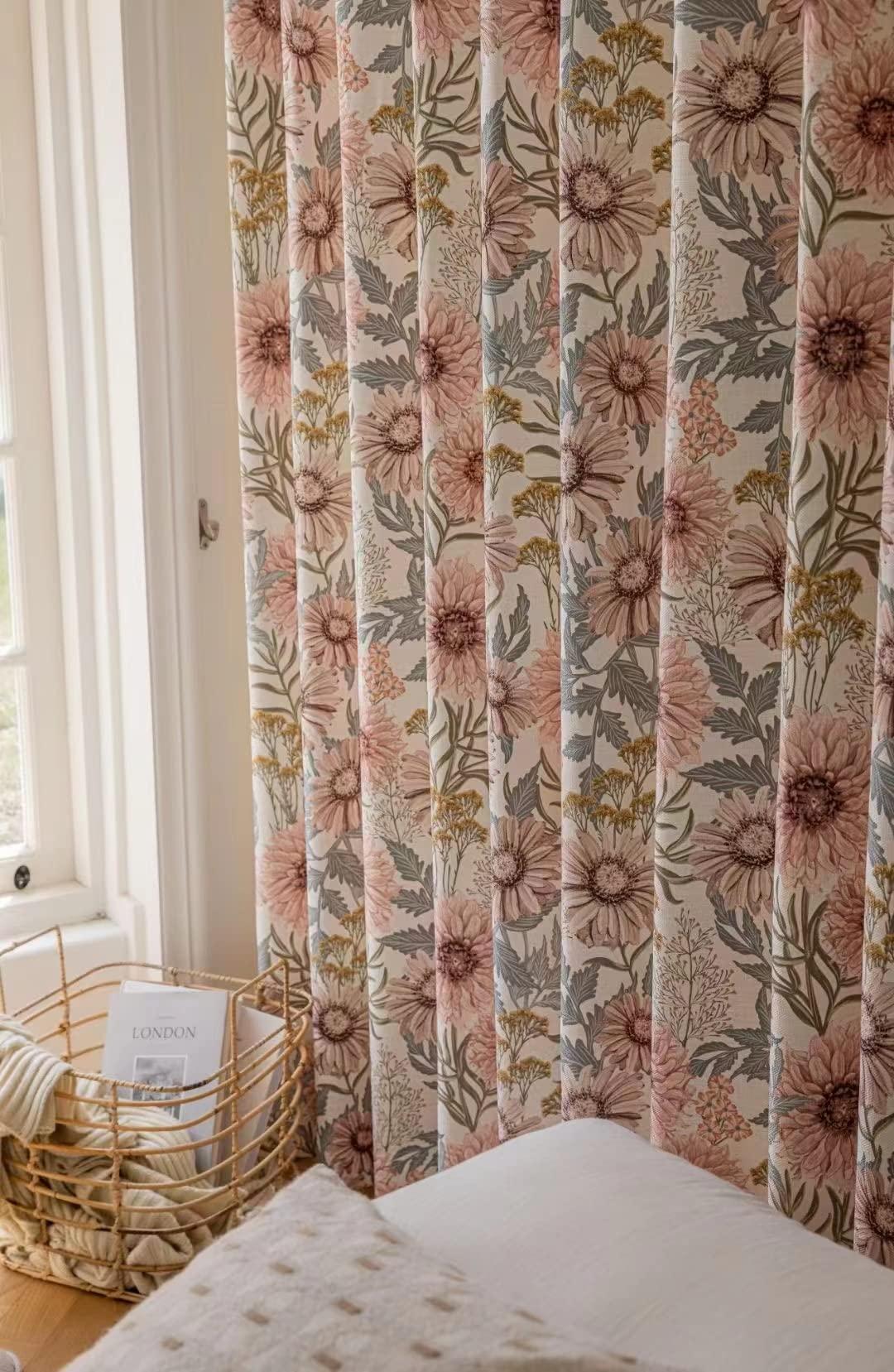 ILUOGUDU Pink Sliding Door Curtains 84 inch Length Semi Blackout Linen Curtain Panels Sliding Glass Door Curtains Farmhouse Patio Door Curtains for Kids Nursery Room ,1Pc (Grommet Curtains, 84"W x 84"L)