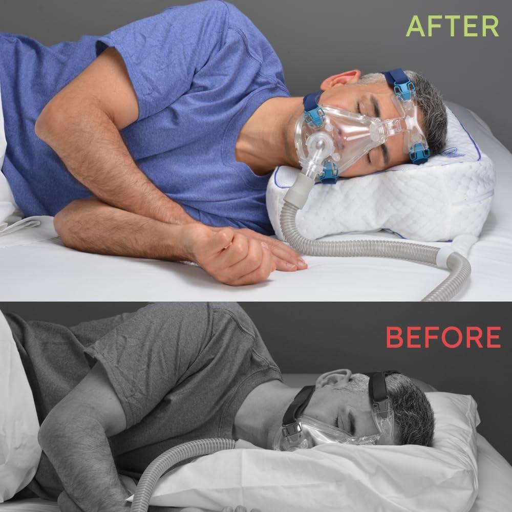 Contour Contour CPAPMax 2-in-1 Cooling Plush CPAP Comfort Pillow - Reduce Air Leaks, Hose Tangles, Mask Discomfort & Adjust Thickness, for Side, Stomach, Back Sleepers, All Masks - Works 1st Night