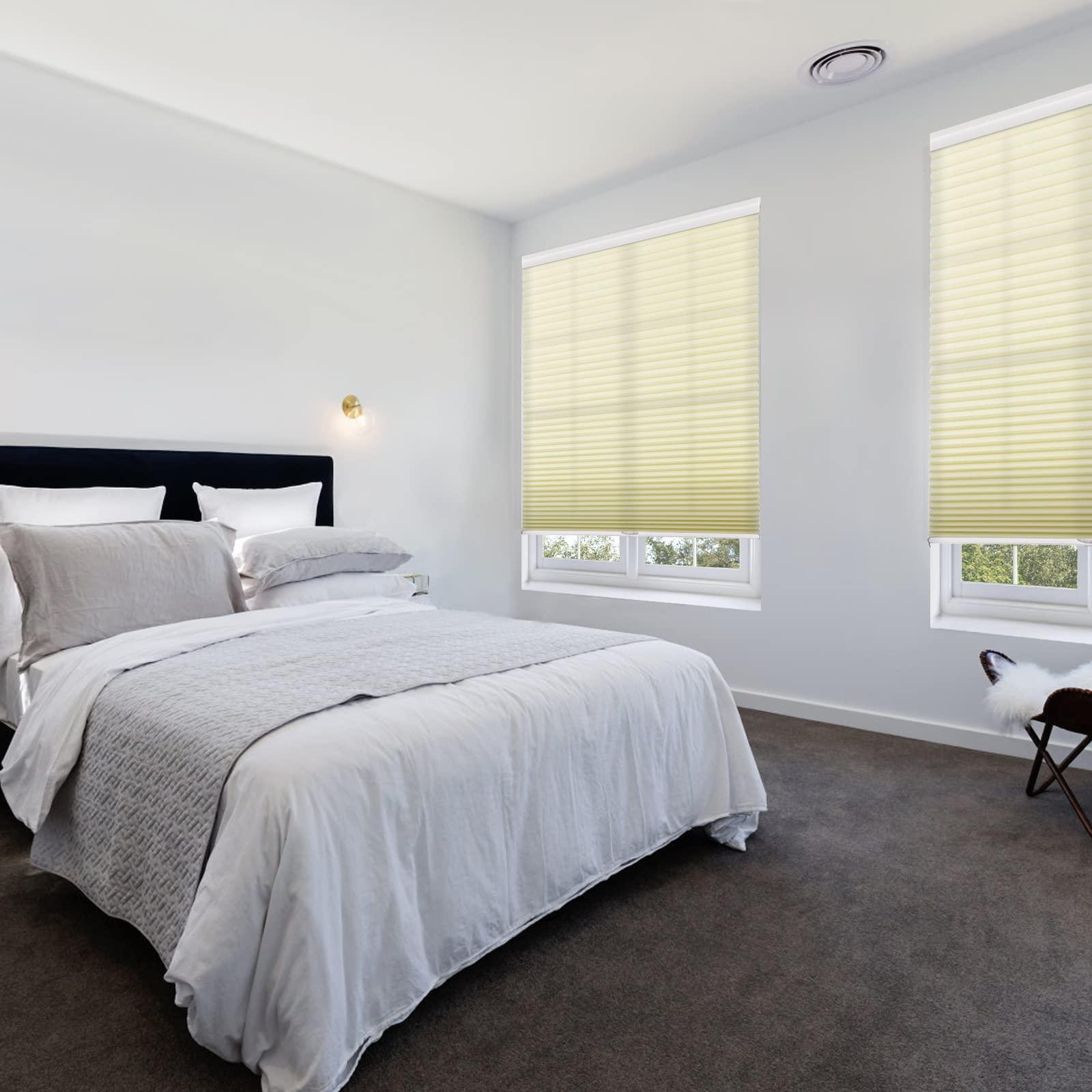 TINFONBLY Cordless Shades- Light Filtering Window Blinds, Cellular Blinds Honeycomb Shades, Door Shades for Home and Office, Beige-Light Filtering, 72 "W x 40" H