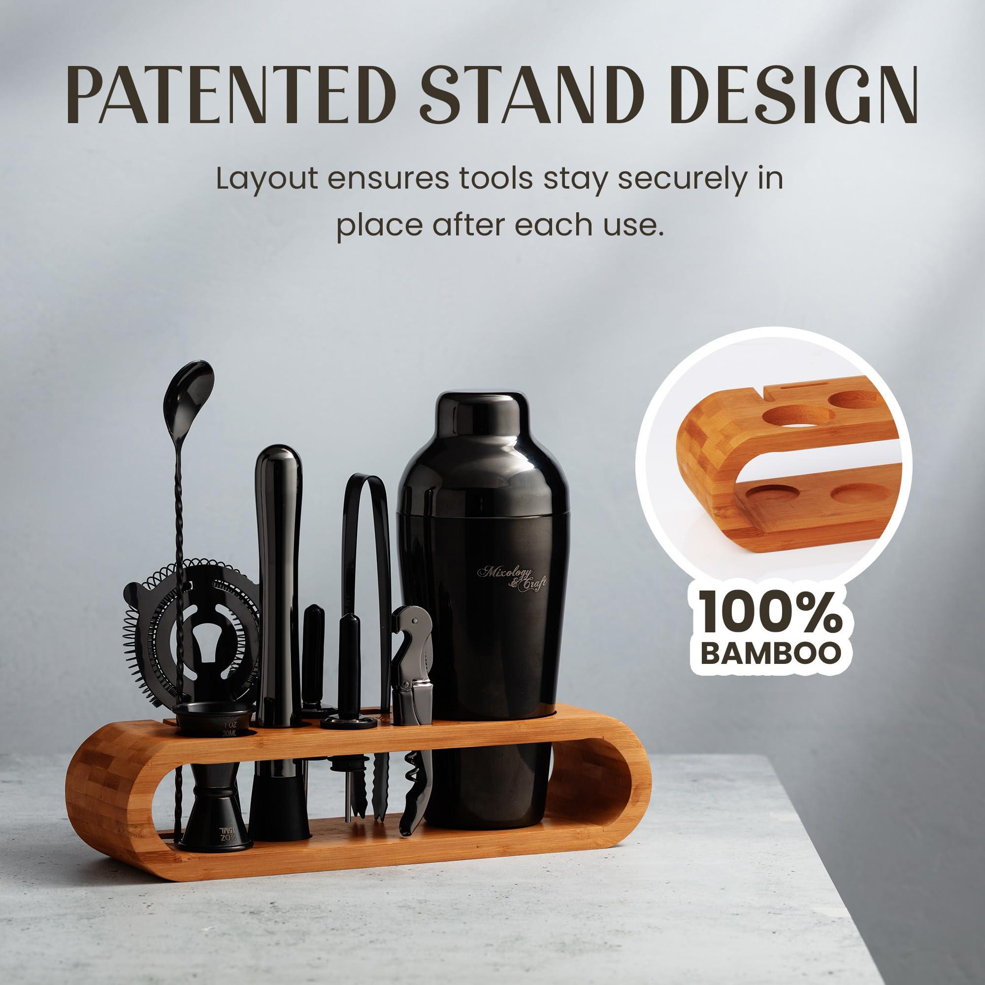 Mixology & Craft Mixology & Craft Bartender Kit: 10-Piece Bar Tool Set with Bamboo Stand | Perfect Home Bartending Kit and Martini Cocktail Shaker Set Great Drink Mixing Experience | Fun Housewarming Gift (Gun-Metal)
