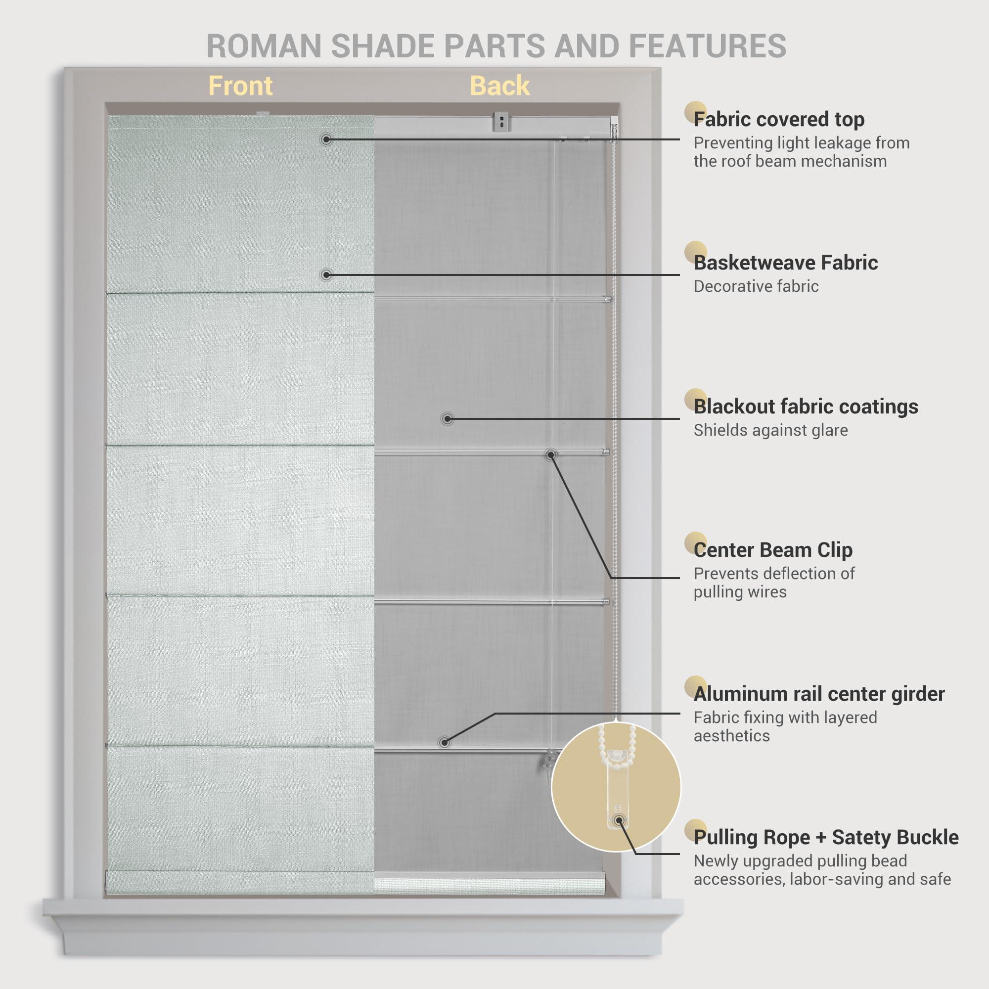 HOTSOON HOTSOON Blackout Roman Shades for Window, Linen Roman Window Shades, Custom Washable Fabric Roman Blinds, Thermal Insulation UV Protection for Home Living Room Loft, White,20-21" W x 57-64" H