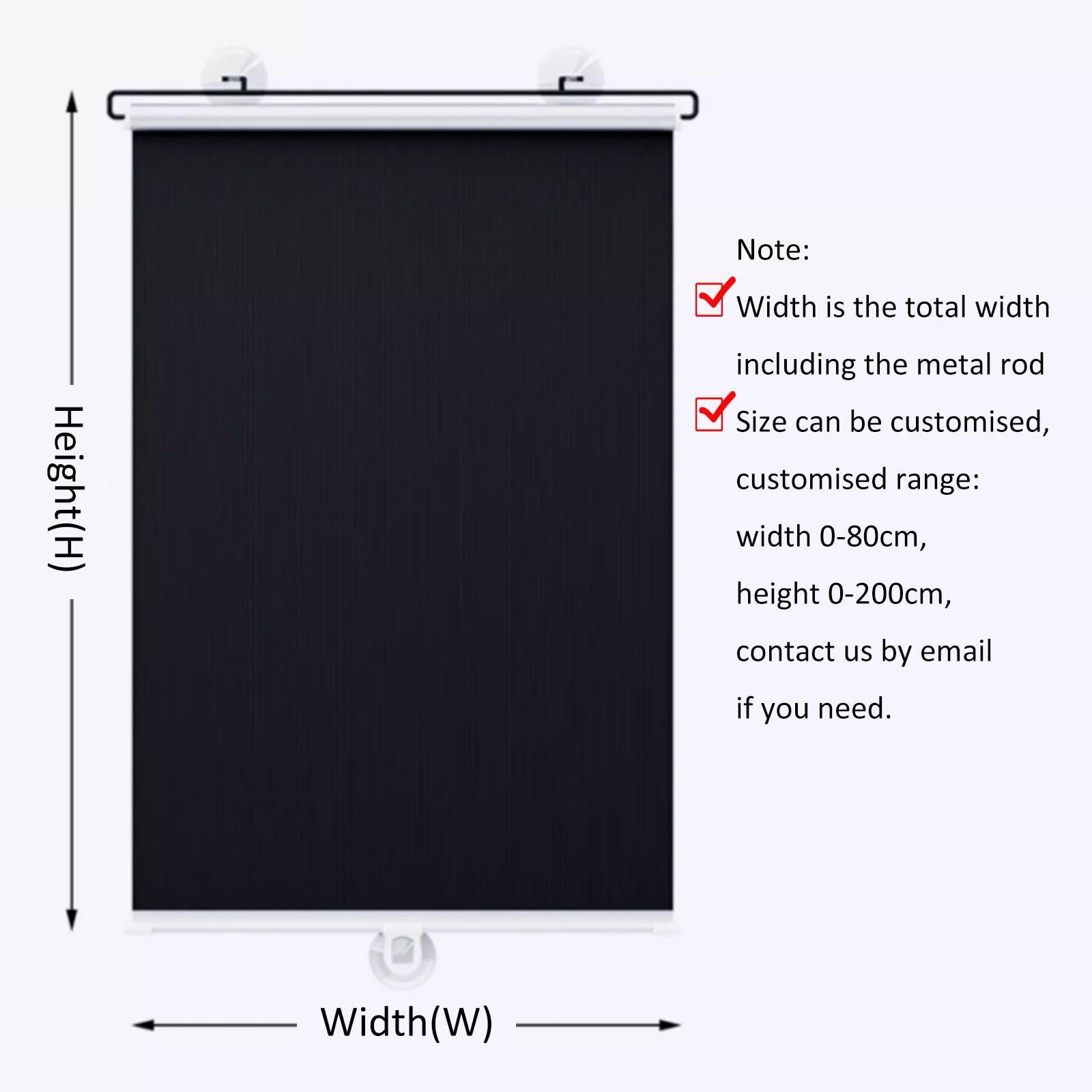 Jolan Blackout Roller Blinds No Drilling,Sunscreen Sunshade Window Roll Up Shades with Suction Cups,Privacy Curtains,Temporary Blinds Black,Retractable Sun Shades,Customisable,WH-80 * 160cm(31 * 63in)