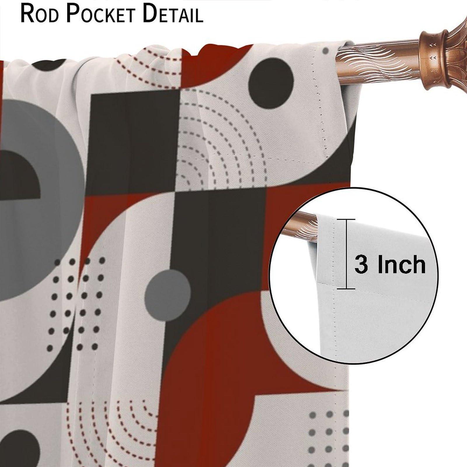 Chocolatemaoutdash Seamless Monochrome Geometric Pattern on Stripe Background Blackout Curtains Rod Pocket Thermal Insulated Drapes Darkening Window Curtain for Bedroom Living Room Kitchen 31.5x63in x 2
