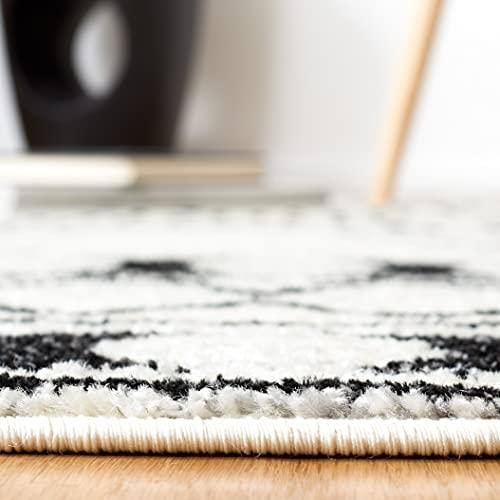 Safavieh SAFAVIEH Tulum Collection Area Rug - 8' x 10', Black & Ivory, Moroccan Boho Tribal Design, Non-Shedding & Easy Care, Ideal for High Traffic Areas in Living Room, Bedroom (TUL646Z)